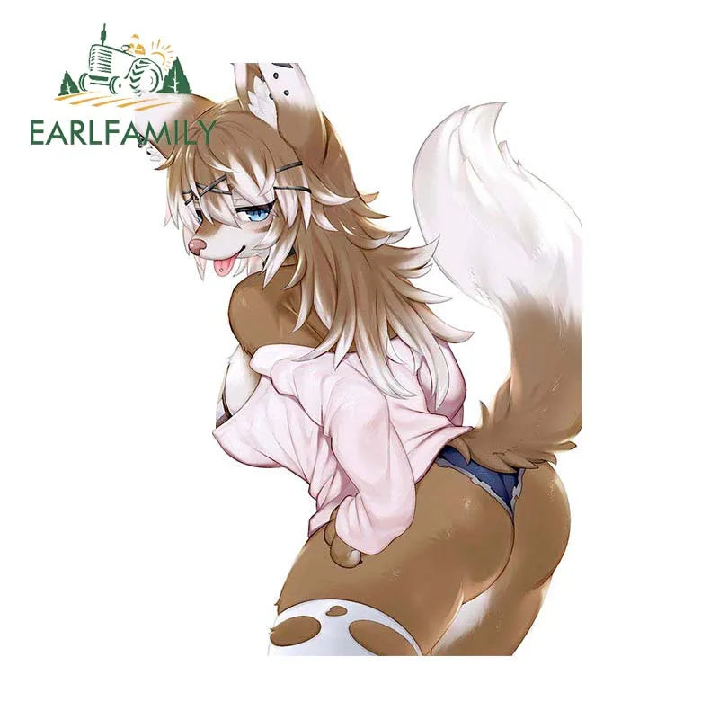 Hentai anime sticker 13cm for Furry Sexy Girl Car Stickers Sunscreen Waterproof Cartoon JDM Decal Bumper Caravan Creative Car Accessories