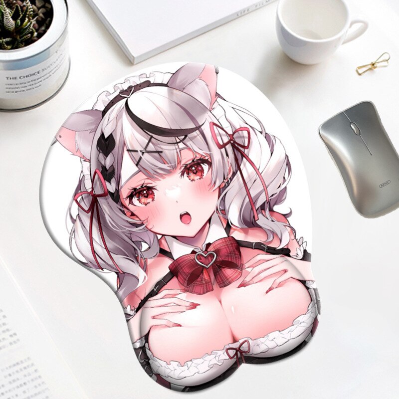 Hololive Minato Aqua  Boobs Mousepad with Wrist Rest Mouse Pad Cute Anime 3D Oppai Silicone Gel Gaming Big Breast Desk Mat