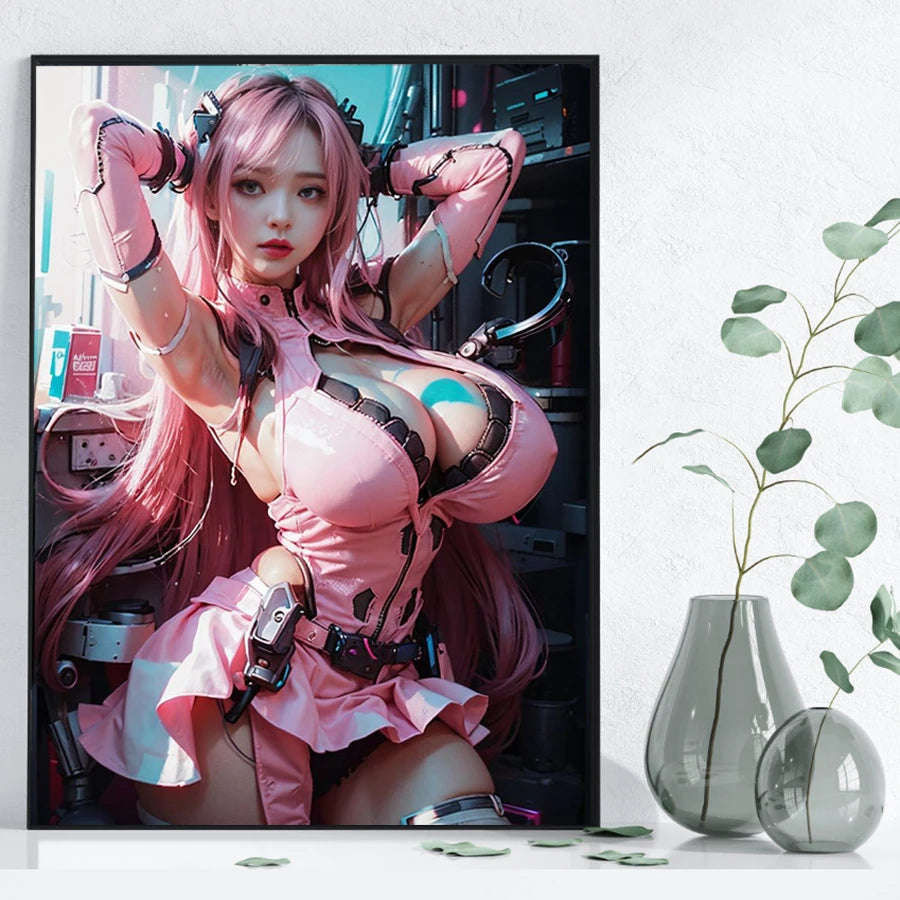 Hot Sexy Beauty Canvas Wall Art, Anime Girl Canvas Poster, Cartoon Anime Prints Poster For Living Room Home Decor Frameless