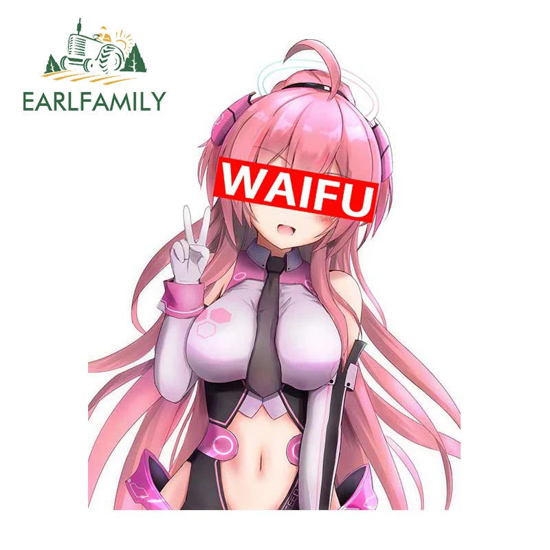 EARLFAMILY 13cm x 5.7cm for Sexy Girl Waifu Car Stickers Anime Creative Decals Scratch-Proof Caravan Helmet Decoration Car Good