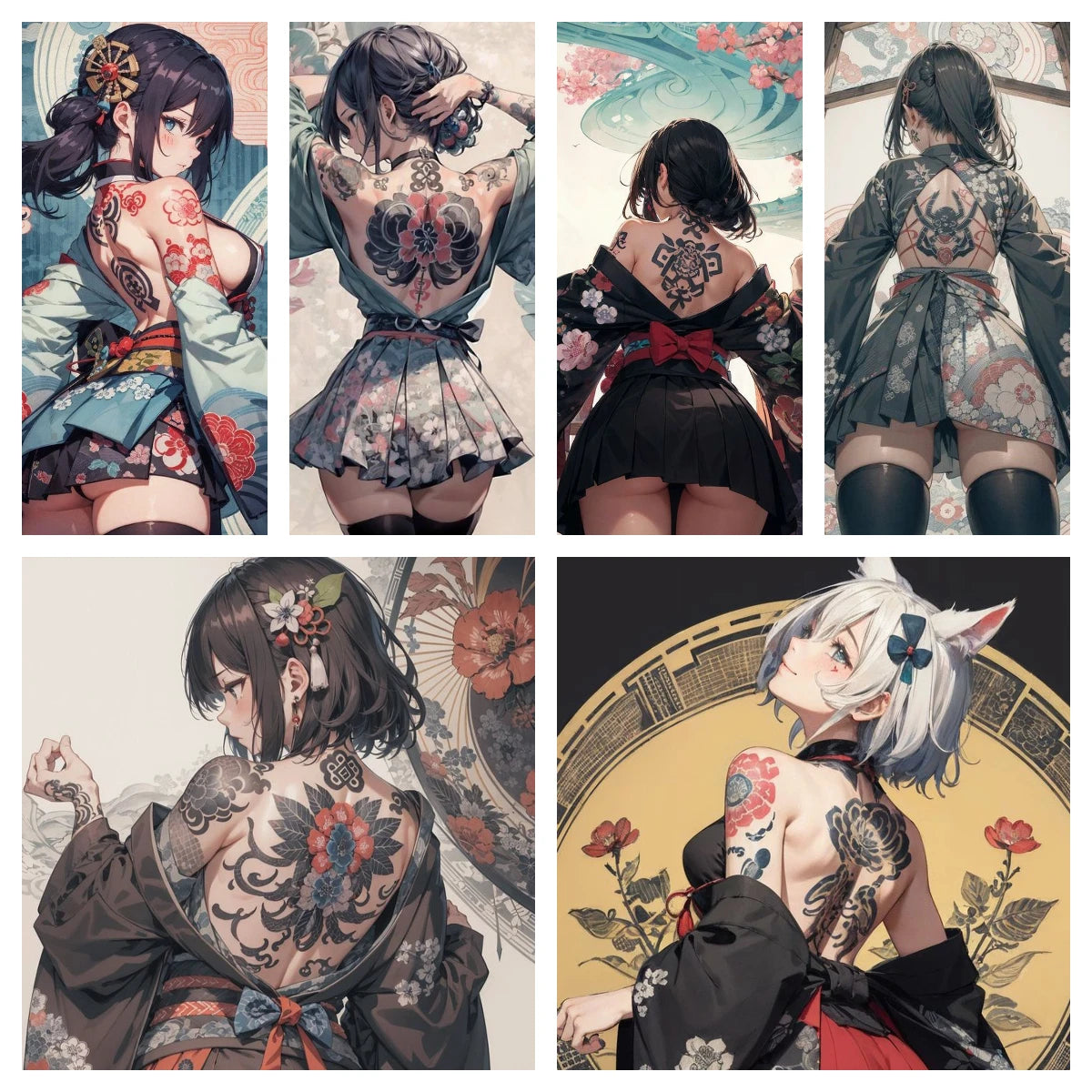 Hot Sexy Beauty Canvas Wall Art, Tattoo Girl Canvas Poster, Cartoon Anime Prints Poster For Living Room Home Decor Frameless