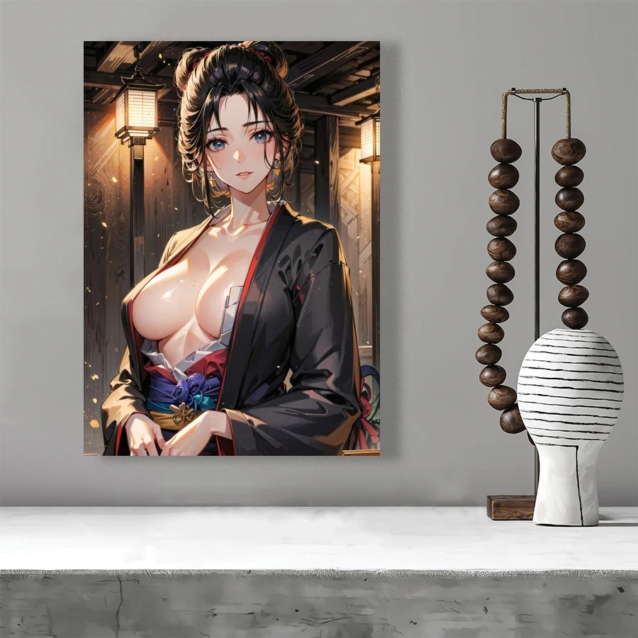 1pc Sexy Anime Girl Lamp Canvas Wall Art, Anime Character Canvas Poster, Prints Poster For Living Room Home Decor Frameless