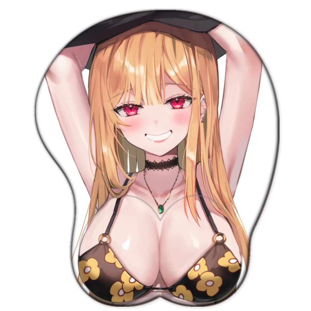 My Dress Up Darling Kuroe Shizuku Marin Kitagawa 3D boobs Mouse Pad AnimeSexy Breast Gamer Mouse Mats with Silicone Wrist Rest