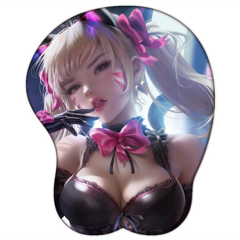 Dva for Over watch 3D Mouse Pad Gaming Sexy Girl with Wrist Rest Soft Silicone Anime Girl Big Oppai Mouse Pad Mat 2way