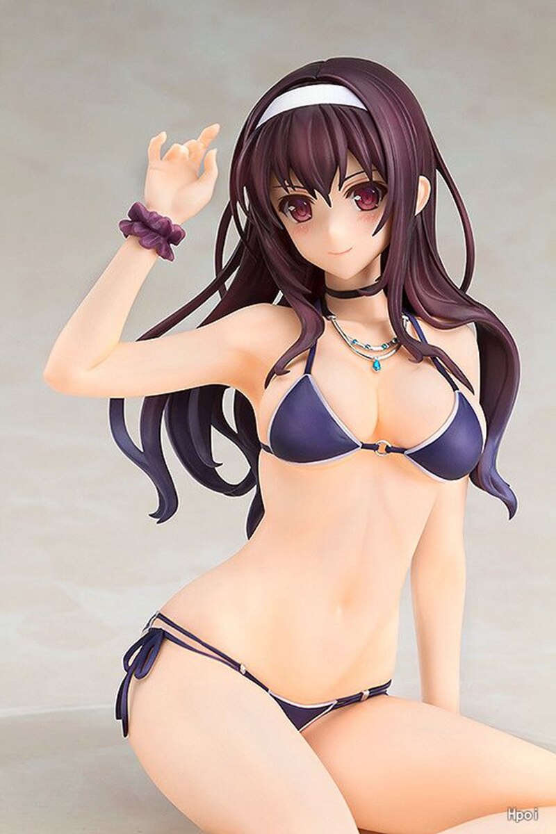 15cm Anime Figure Kasumigaoka Utaha PVC Beach Sexy Swimsuit Apron Bikini Model Toys Desktop Collection Ornaments Gift