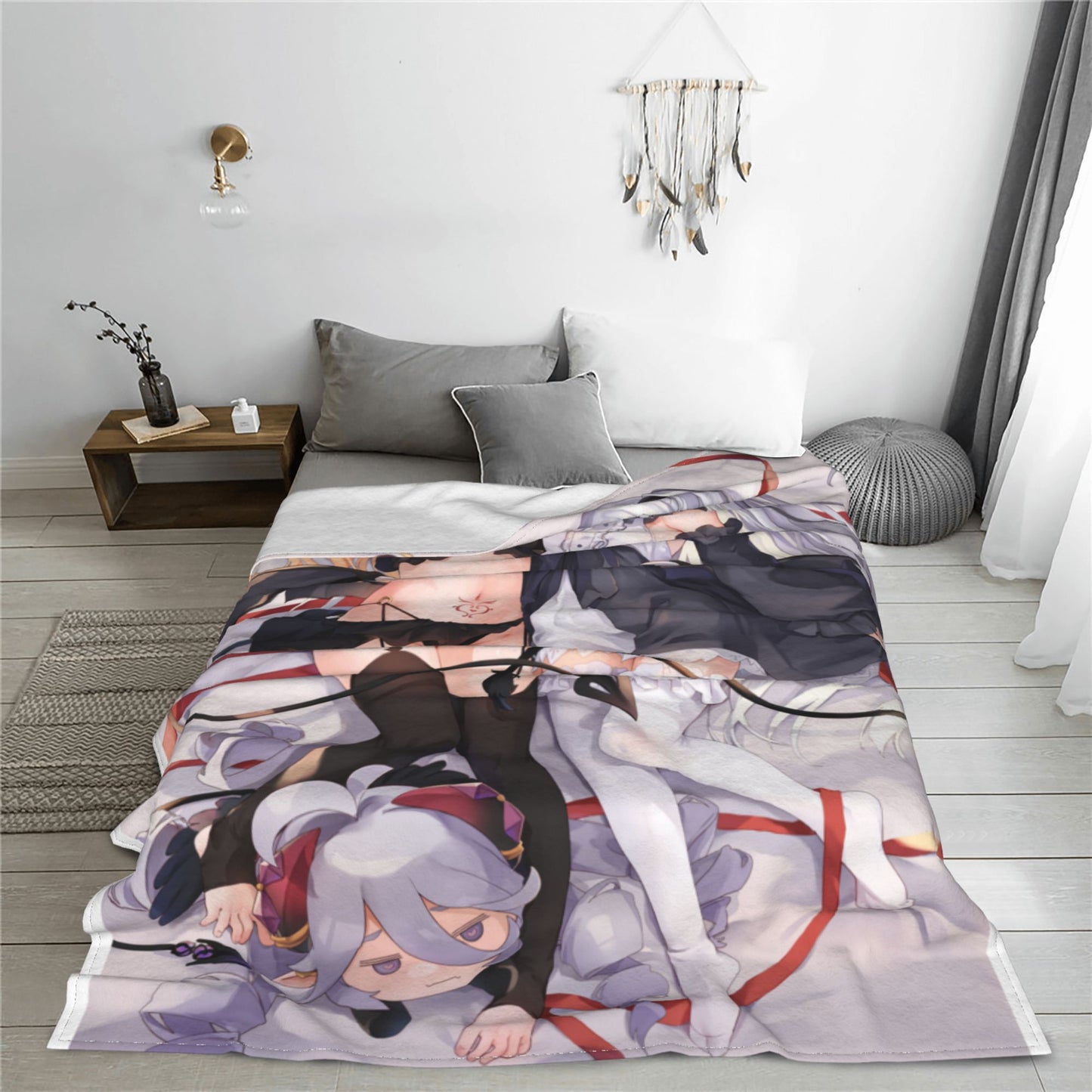 Hentai Anime Blanket Kawaii Demon Girl Manga Wallpaper Super Soft Flannel Blanket Succubus Blanket for Anime Fan and Otaku Waifu