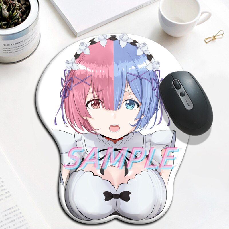 Anime Re Zero Rem Sexy Mouse Pad Kawaii Manga with Wrist 3D Big Oppai Silicone Gel Mat Mousepad Gamer