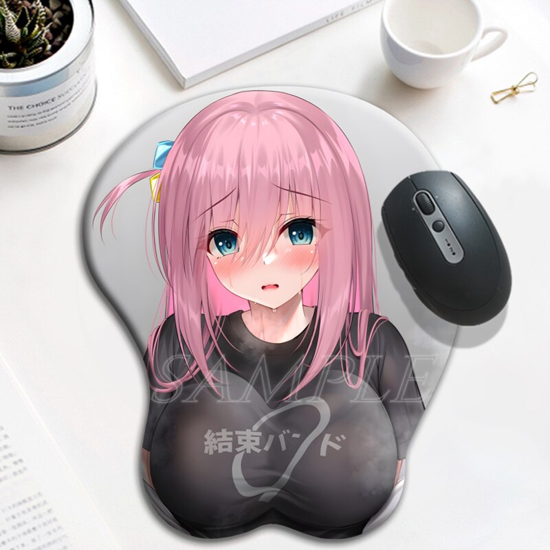 Gotou Hitori 3D Oppai Mouse Pad Sexy Breasts Kawaii Gaming Mousepad with Soft Silicone Wrist Rest  Gamer Mat