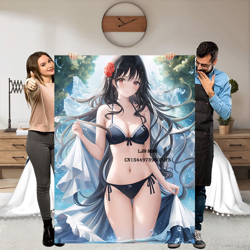 Hot Anime Sexy Girl Modern Blanket Flannel Soft Plush Sofa Bed Throwing Cartoon Blankets Gedruckt Bettdecke Geschenk Gift