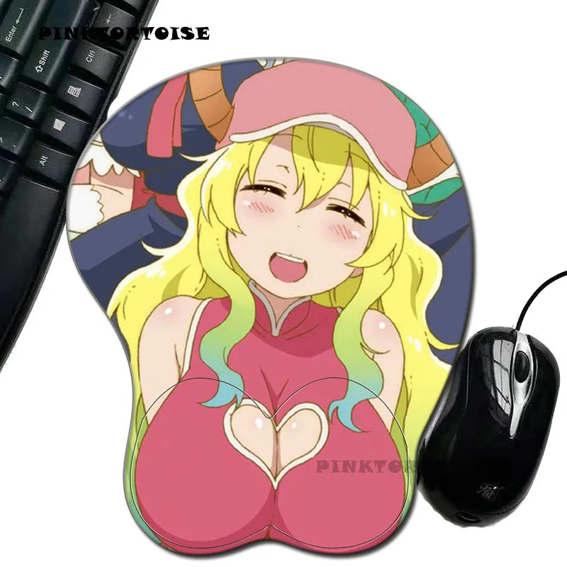 PINKTORTOISE Anime mousepad Kobayashi-san Chi no Maid Dragon Lucoa Silicon anime 3D mousepad laptop Mice Pad Ergonomic MousePad