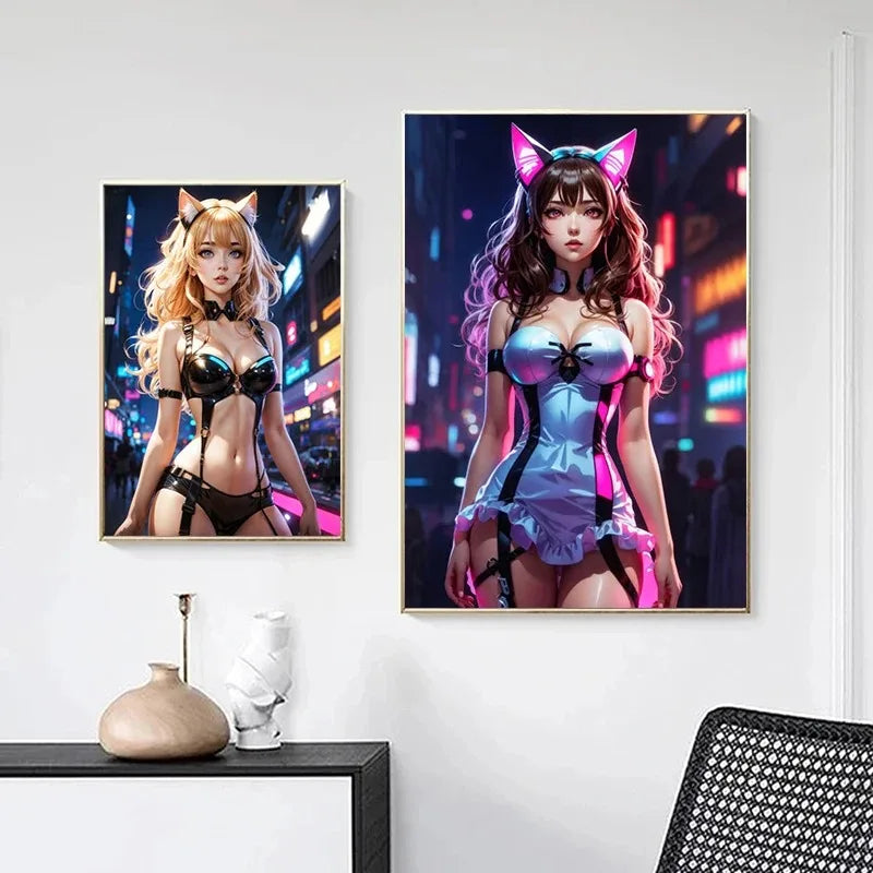 Sexy Cartoon Girl Wall Art Poster Prints Anime Women Modern Canvas Painting Home Decor Picture Living Room Murals Pintura