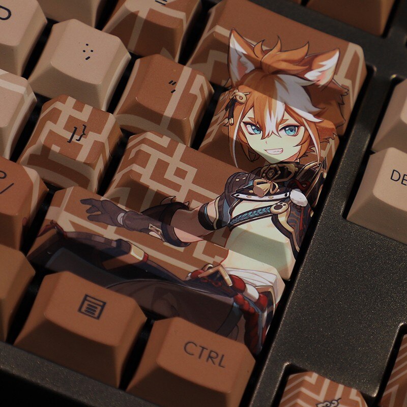 108 Keys/set 5 Sides PBT Dye Subbed Keycaps Cartoon Anime Gaming Key Caps Cherry Profile Keycap For Genshin Impact Gorou