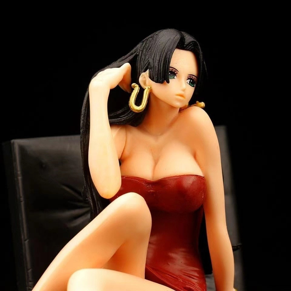 Anime Action Figures Boa Hancock Sitting Posture Sofa Slap Hair Tight Skirt Car Doll 12cm PVC Collection Birthday Model Doll Toy