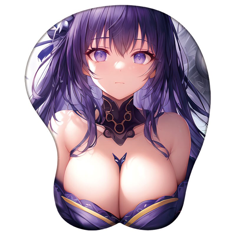 Tapis de souris en silicone 3D Genshin Impact Raiden Shogun Yae Miko Kokomi Support de poignet Tapis de souris Jeu d'anime Repose-poignet sexy Tapis de souris