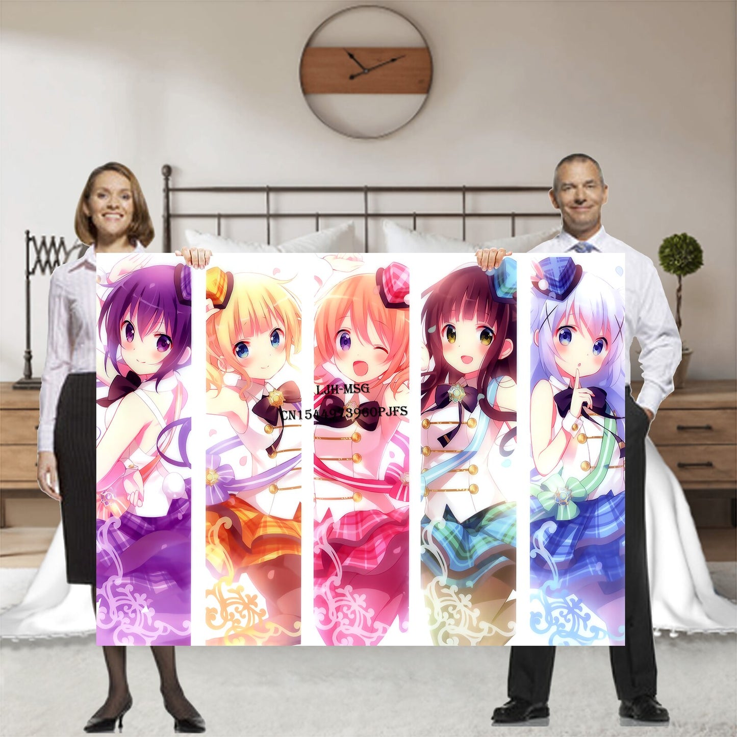 Japanese Anime Gochuumon wa Usagi Desu ka Soft Throw Blanket, Personalized Warm Lightweight Flannel Blankets for Couch Bed Decor