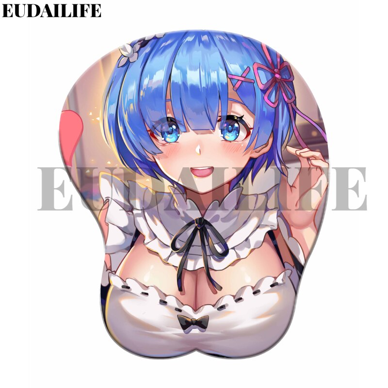 Rem Ram Emilia Re zero Anime 3D Hand Wrist Rest Mouse Pad Mousepad Silicone Breast Oppai Soft Mouse Mat Office Work Otaku Gift