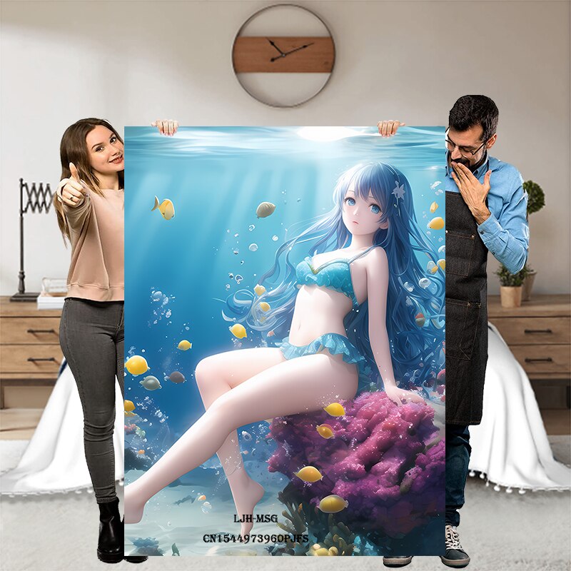 Anime Character Super Soft Flannel Throw Blanket Lightweight Air Conditioner Blanket Cooling Summer Blanket Cartoon Girl Blanket