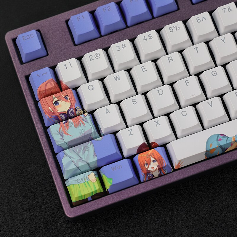 108 Keys PBT Dye Subbed Keycaps 2 Dimensional Cartoon Anime Gaming Key Caps OEM Profile Backlit Keycap For Nakano Miku