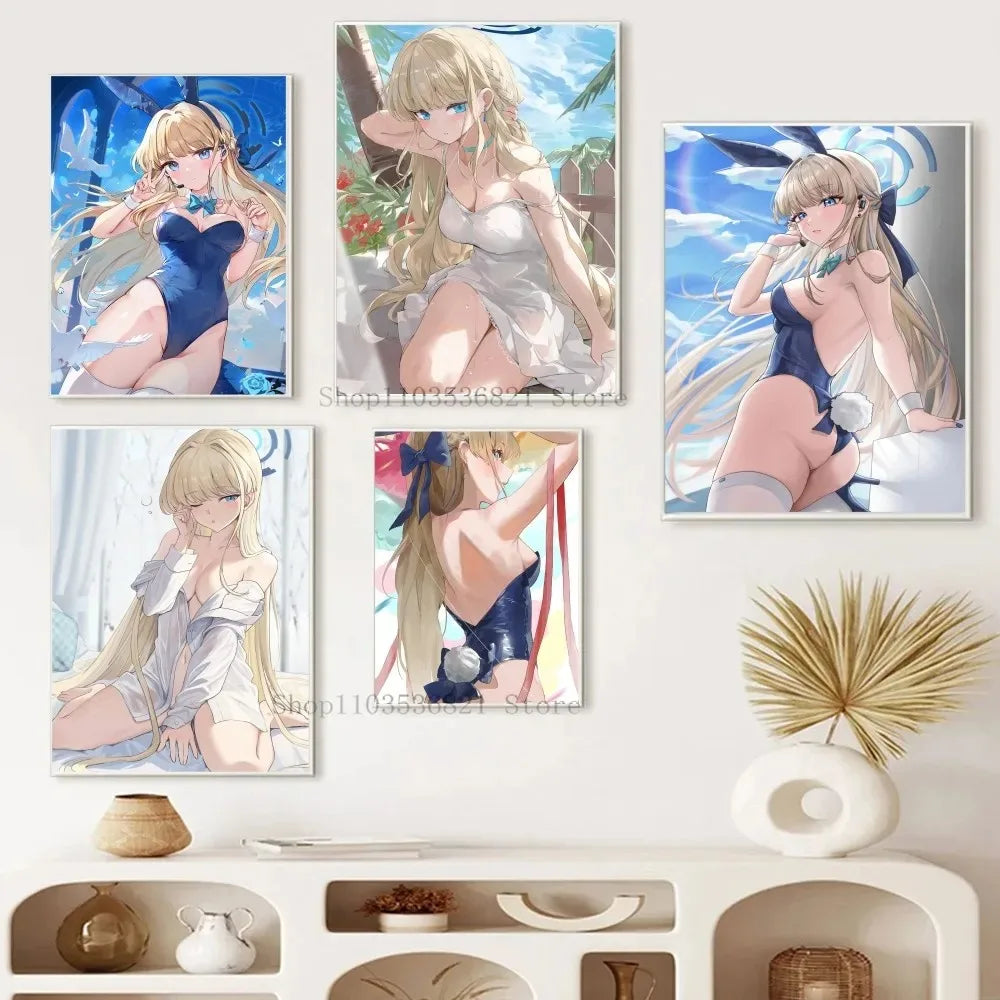 Blue Archive Anime Game swimsuit Sexy Girl Poster Stickers Living Room Bedroom Entrance Cafe Wall Art Decoration