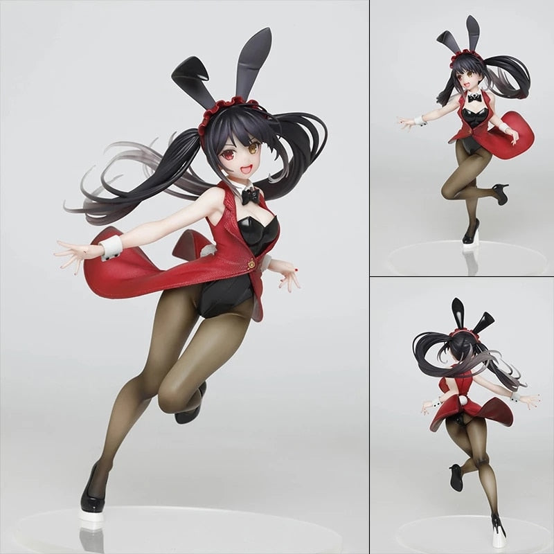 20CM Popular Anime DATE A LIVE Figure Tokisaki Kurumi Nightmare Sexy Bunny Girl Beautiful Girl Model PVC Collection Static Toys