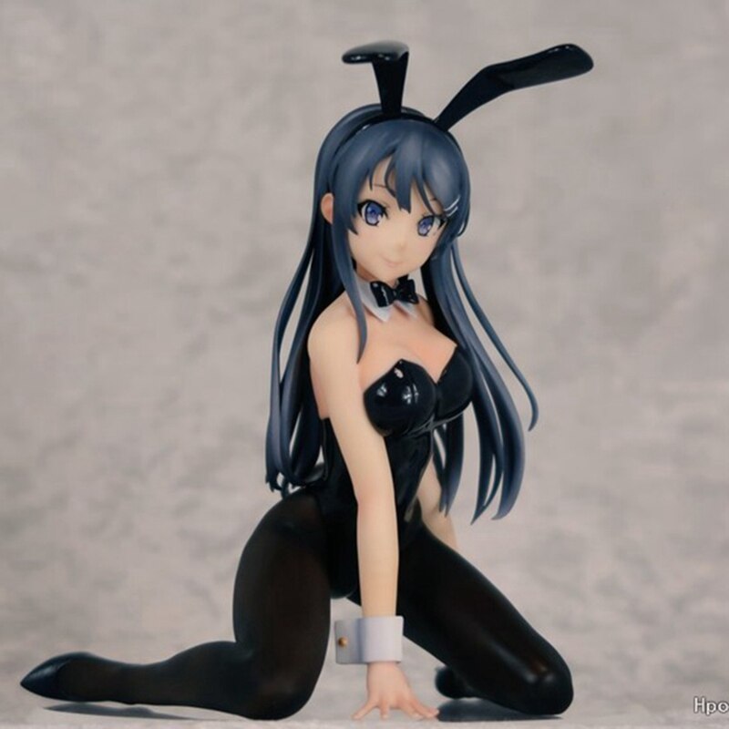 Anime Sakurajima Mai Figure Resin Sexy Bunny Girl Black Silk Detachable Model Toy Kneeling Posture Doll Gift Collect Ornaments