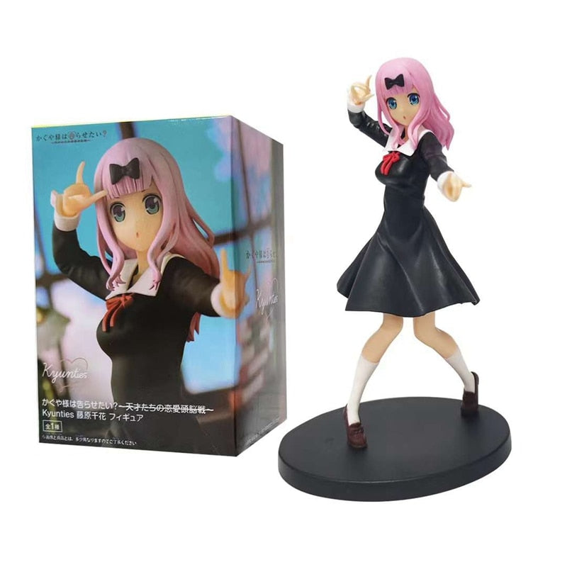 Anime Figure Kaguya-sama：Love Is War Shinomiya Kaguya Fujiwara Chika Black Dress Model Toy Gift Collection Ornaments 17CM