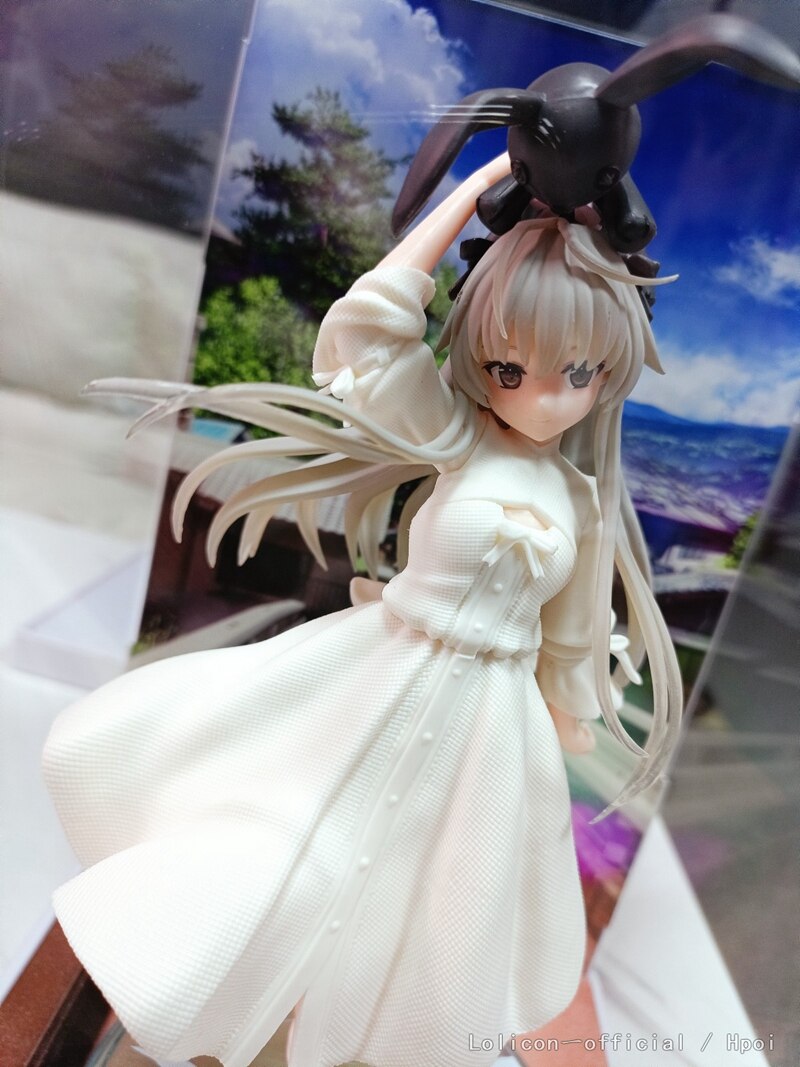 Anime Yosuga No Sora Kasugano Sora Figure 19cm Hold The Rabbit Sexy Sitting Posture White  Bunny Girl Black Silk Model Toys