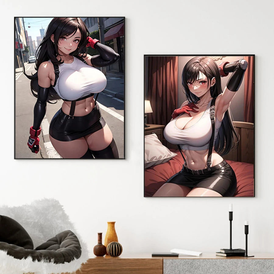 Hot Sexy Beauty Canvas Wall Art, Anime Girl Canvas Poster, Cartoon Anime Prints Poster For Living Room Home Decor Frameless