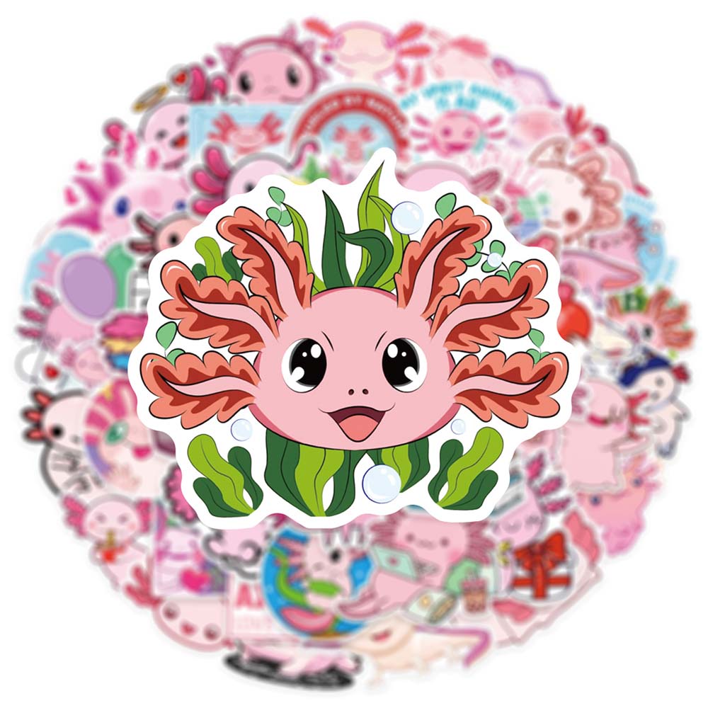 10/50pcs kawaii Cute Axolotl Animal Stickers Pack for Kids Graffiti Decal Scrapbooking Luggage Laptop Skateboard Cartoon Sticker