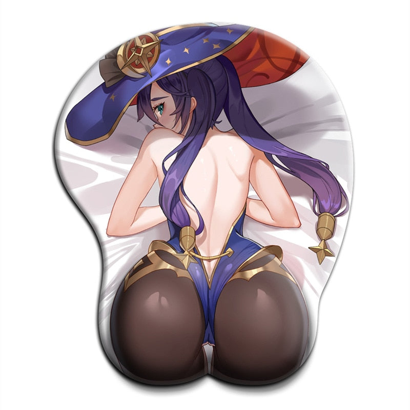 Genshin Impact Nilou Ganyu Mona Sexy Ass Tapis de souris avec repose-poignet 3D Gros cul Anime Kawaii Tapis de bureau Tapis de souris de jeu