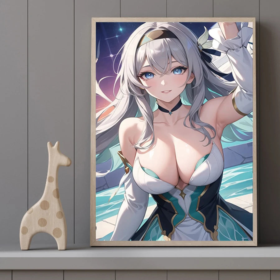 Hot Sexy Beauty Canvas Wall Art, Anime Girl Canvas Poster, Cartoon Anime Prints Poster For Living Room Home Decor Frameless