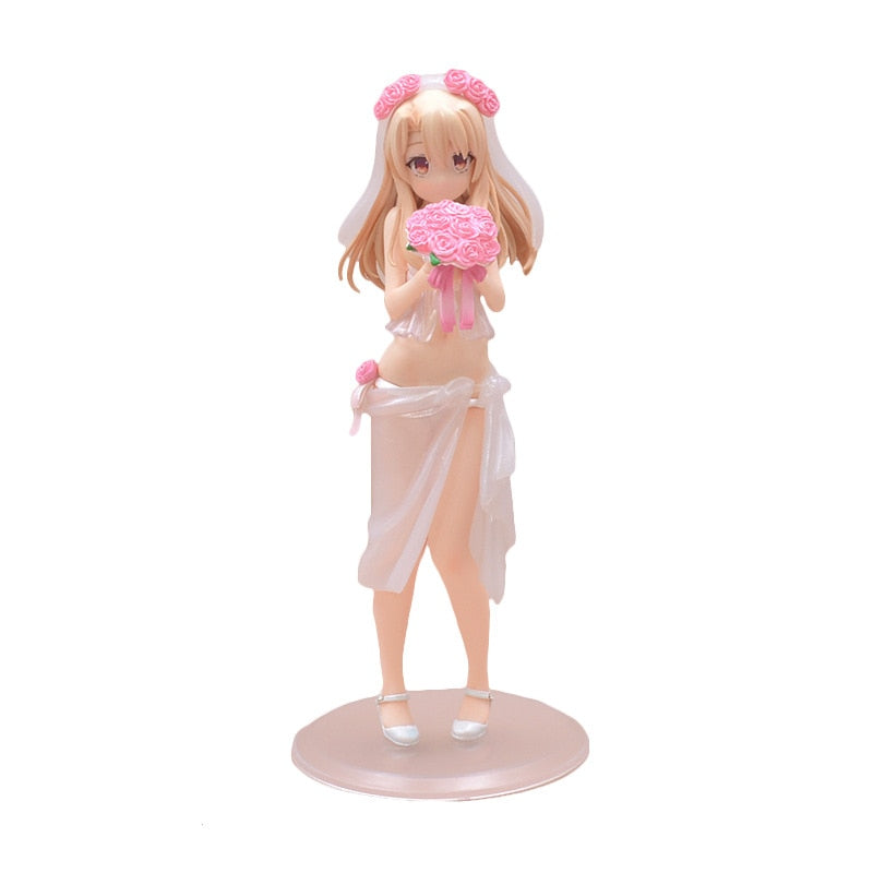 21CM Illyasviel von Einzbern Anime Fate/stay night Figure Sexy Wedding Dress Cute Model Standing PVC Collectible Toys Gift Doll