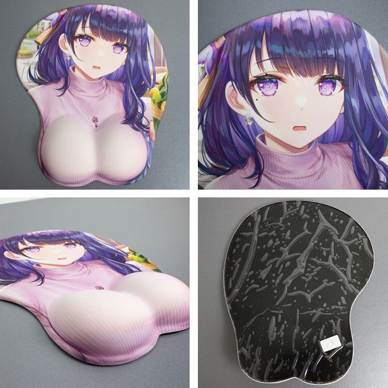 Tapis de souris en silicone 3D Genshin Impact Raiden Shogun Yae Miko Kokomi Support de poignet Tapis de souris Jeu d'anime Repose-poignet sexy Tapis de souris