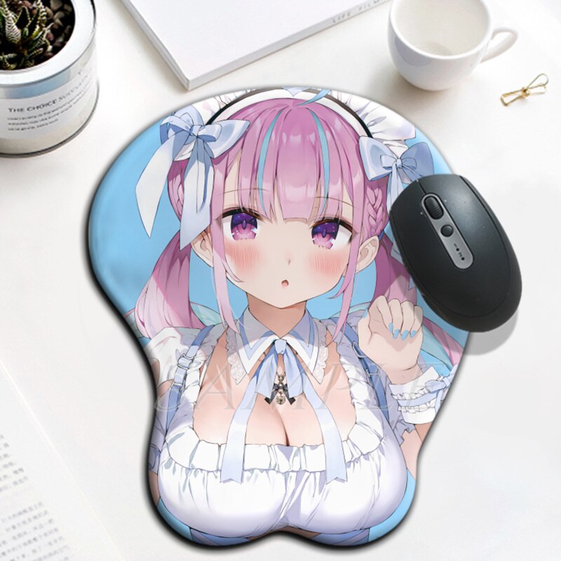 Hololive cute girls 3D Oppai Mouse Pad Kawaii Anime Gaming Mousepad with Soft Silicone Wrist Rest for Pc Gamer