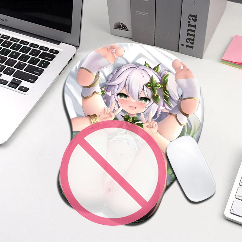 Genshin Impact Nahida Anime 3D Sexy Beauté Poitrine Hanche Silicone Tapis De Souris Support De Poignet Antidérapant Tapis De Souris pour PC Ordinateur Portable