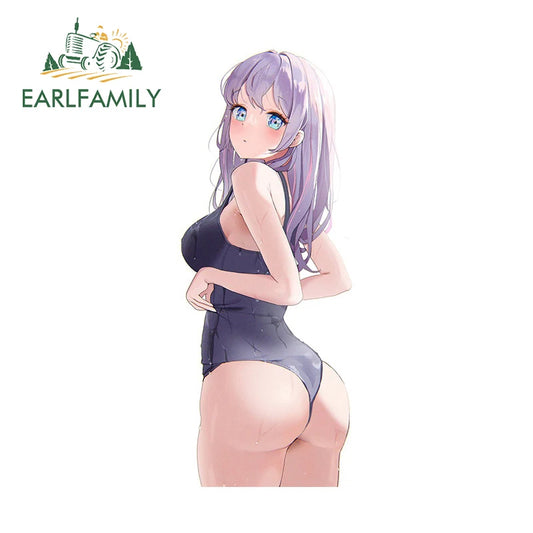 EARLFAMILY 13cm x 5.1cm for Lori Girl Hentai Car Sticker Sunscreen Occlusion Scratch Personality Decal Funny Trunk Laptop RV