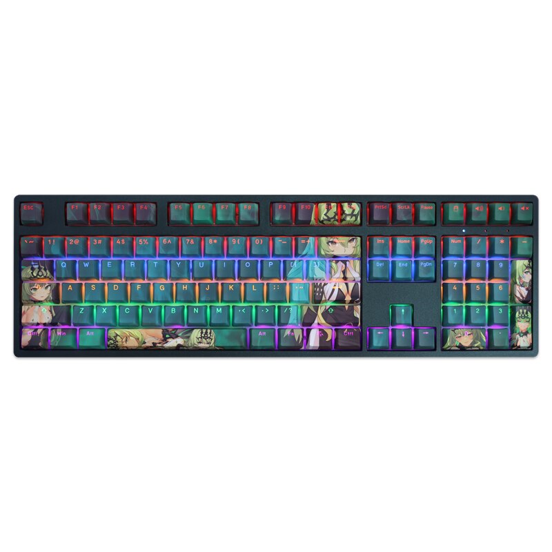 108 Keys/set PBT Dye Subbed Keycaps Cartoon Anime Gaming Key Caps OEM Profile Backlit Keycap For Honkai Impact 3 Mobius