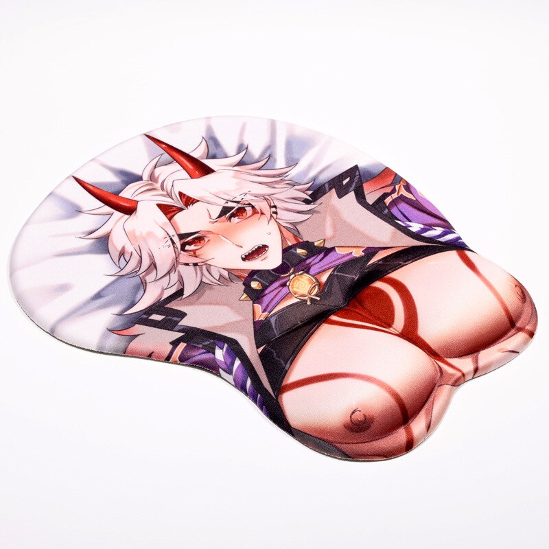 Tapis de souris Genshin Impact Arataki Itto créatif dessin animé 3D sexy en silicone pour jeu avec repose-poignet