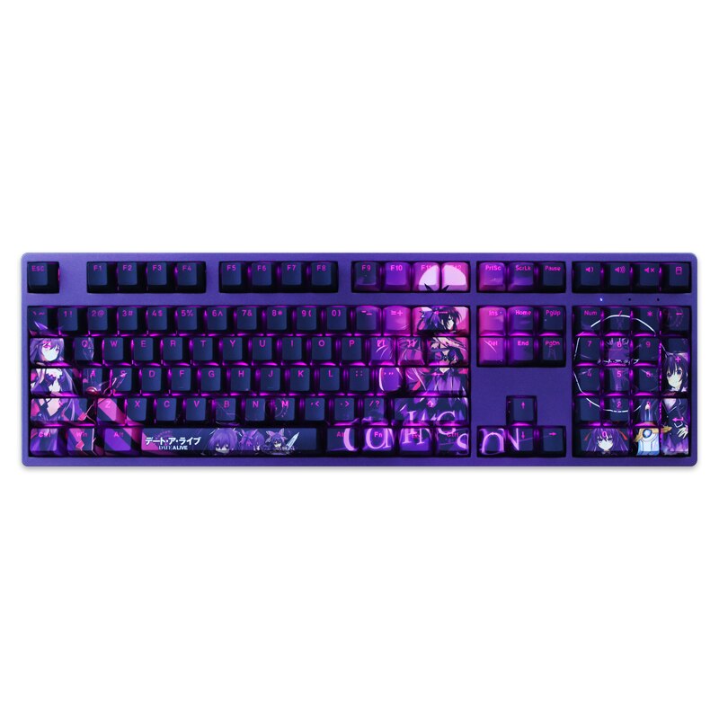 1 Set PBT Dye Subbed Keycaps Two Dimensional Anime Key Caps OEM Profile Backlit Keycap For DATE A LIVE Princess Yatogami Tohka