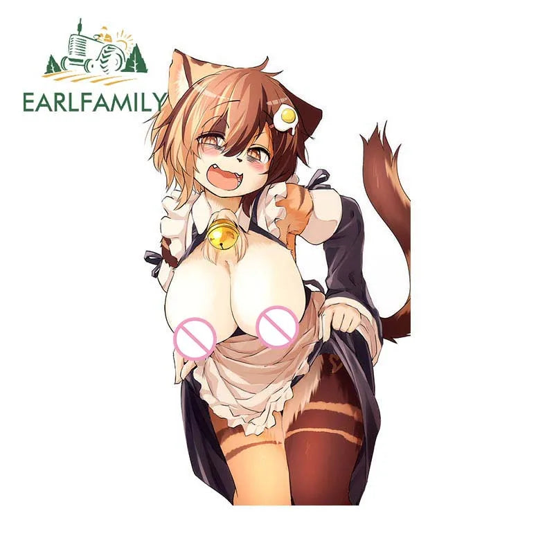 Hentai anime sticker 13cm for Furry Sexy Girl Car Stickers Sunscreen Waterproof Cartoon JDM Decal Bumper Caravan Creative Car Accessories