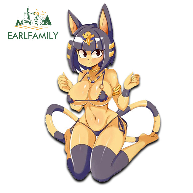 Hentai anime sticker 13cm x 8.4cm for Furry Cat Anubis Ankha Fanart Car Sticker Sexy Waifu Anime NSFW Decal Car Accessories Caravan Decals