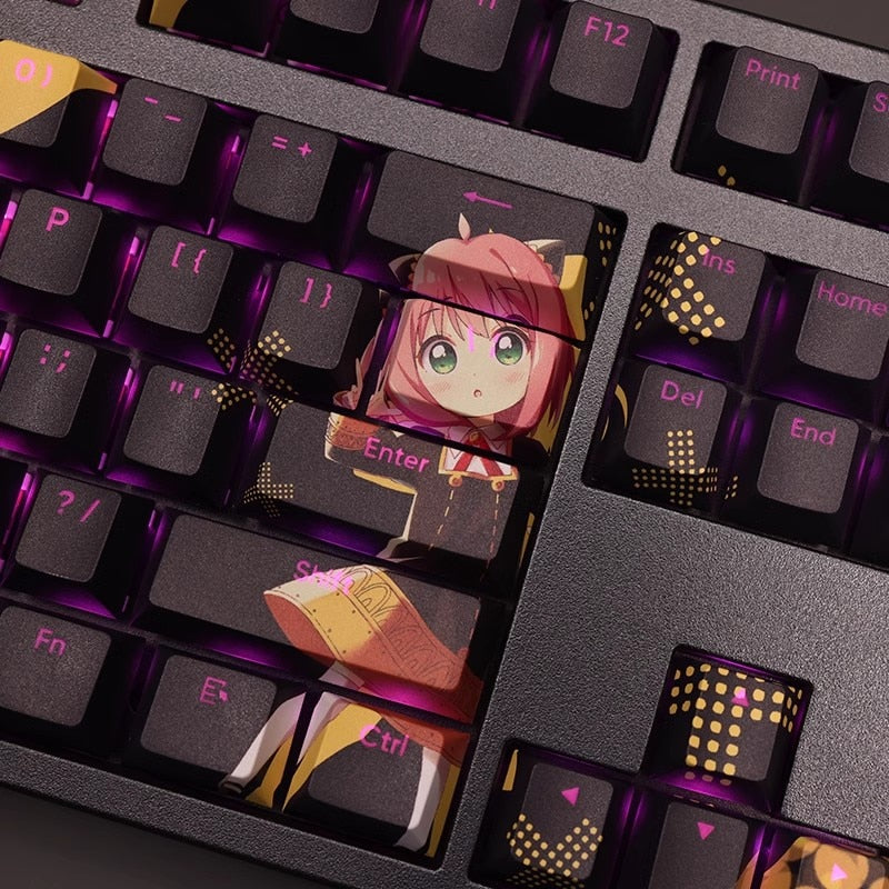 108 Keys/set SPY×FAMILY Anya Forger Keycap PBT Dye Sub Backlit Keycaps Cartoon Anime Gaming Key Caps For ANSI 61 87 104 108