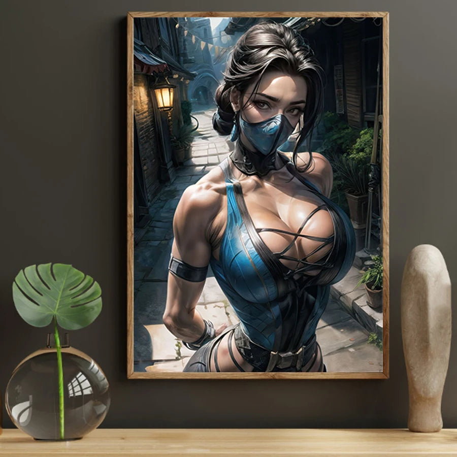 Hot Sexy Beauty Canvas Wall Art, Woman Warrior Canvas Poster, Cartoon Anime Prints Poster For Living Room Home Decor Frameless