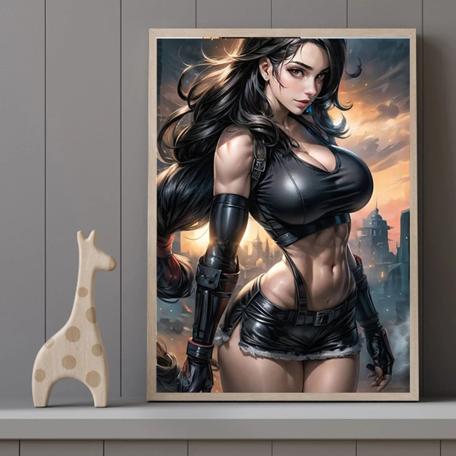 Hot Sexy Beauty Canvas Wall Art, Woman Warrior Canvas Poster, Cartoon Anime Prints Poster For Living Room Home Decor Frameless