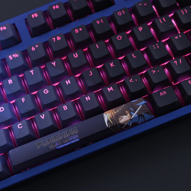 108 Keys/set GRAY RAVEN PUNISHI Selena Keycap PBT Dye Sub Backlit Keycaps Cartoon Anime Gaming Key Caps For ANSI 61 87 104 108