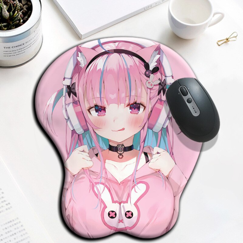 3D Oppai Mouse Pad Hololive Sakura Miko Kawaii Anime Gaming Mousepad with Soft Silicone Wrist Rest for Pc Gamer