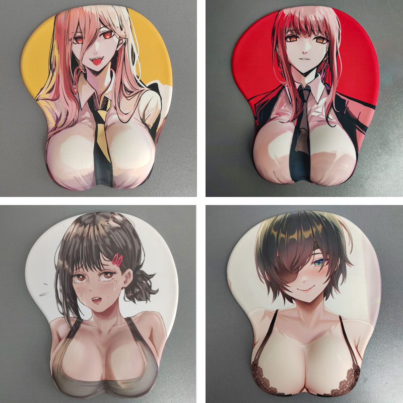 Chainsaw Man 3D Silicone Mousepad Makima Power Reze Kobeni Himeno 3D Wristband Mouse Pad Anime Game Sexy 3D Wrist Rest Mouse Mat