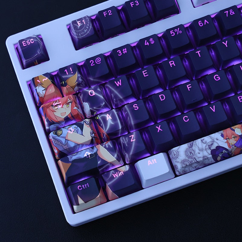 1 Set PBT Dye Subbed Keycaps Cartoon Anime Gaming Key Caps OEM Profile Backlit Keycap For Fate/Grand Order FGO Tamamo no Mae