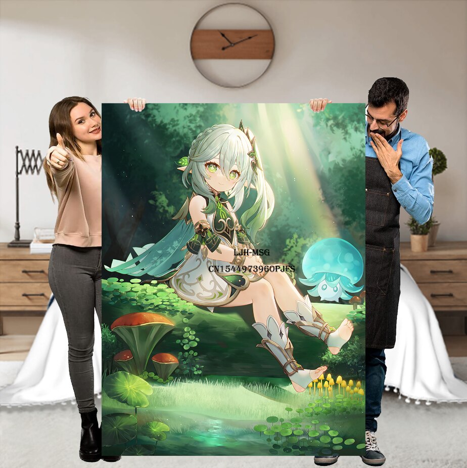 Hot Video Game Genshin Impact Blanket Overwatch Flannel Soft Plush Sofa Bed Throw Anime Otaku Waifu Blankets Gift for Bed Decor