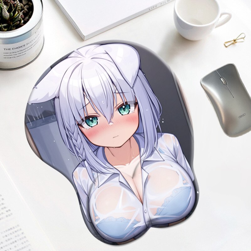 Hololive Inugami Korone Big Breast 3D Boobs Mousepad Silicone Gel Gaming with Wrist Rest Oppai Mouse Pad Cute Anime Desk Mat